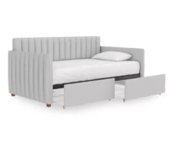 Brittany Gray Linen Upholstered Twin Storage Daybed -Home Furniture Store 810548783 6