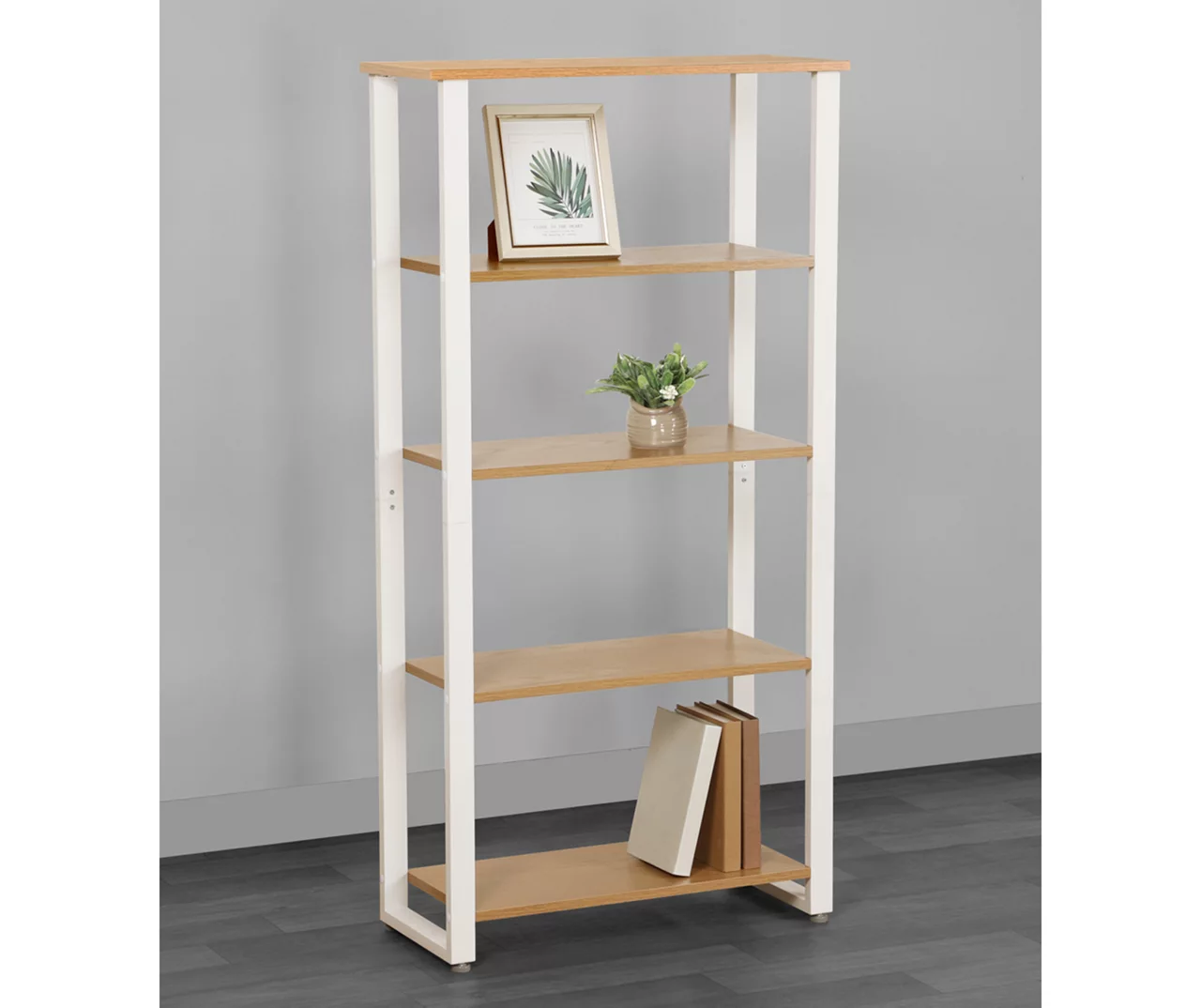 Dorm Essentials Oak & White 4-Shelf Bookcase Dorm Essentials Oak & White 4-Shelf Bookcase -Home Furniture Store 810559115 2