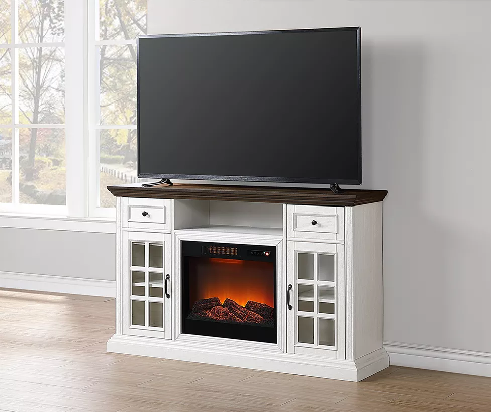 60" White 2-Tone Electric Fireplace Console 60" White 2-Tone Electric Fireplace Console -Home Furniture Store 810570730 3