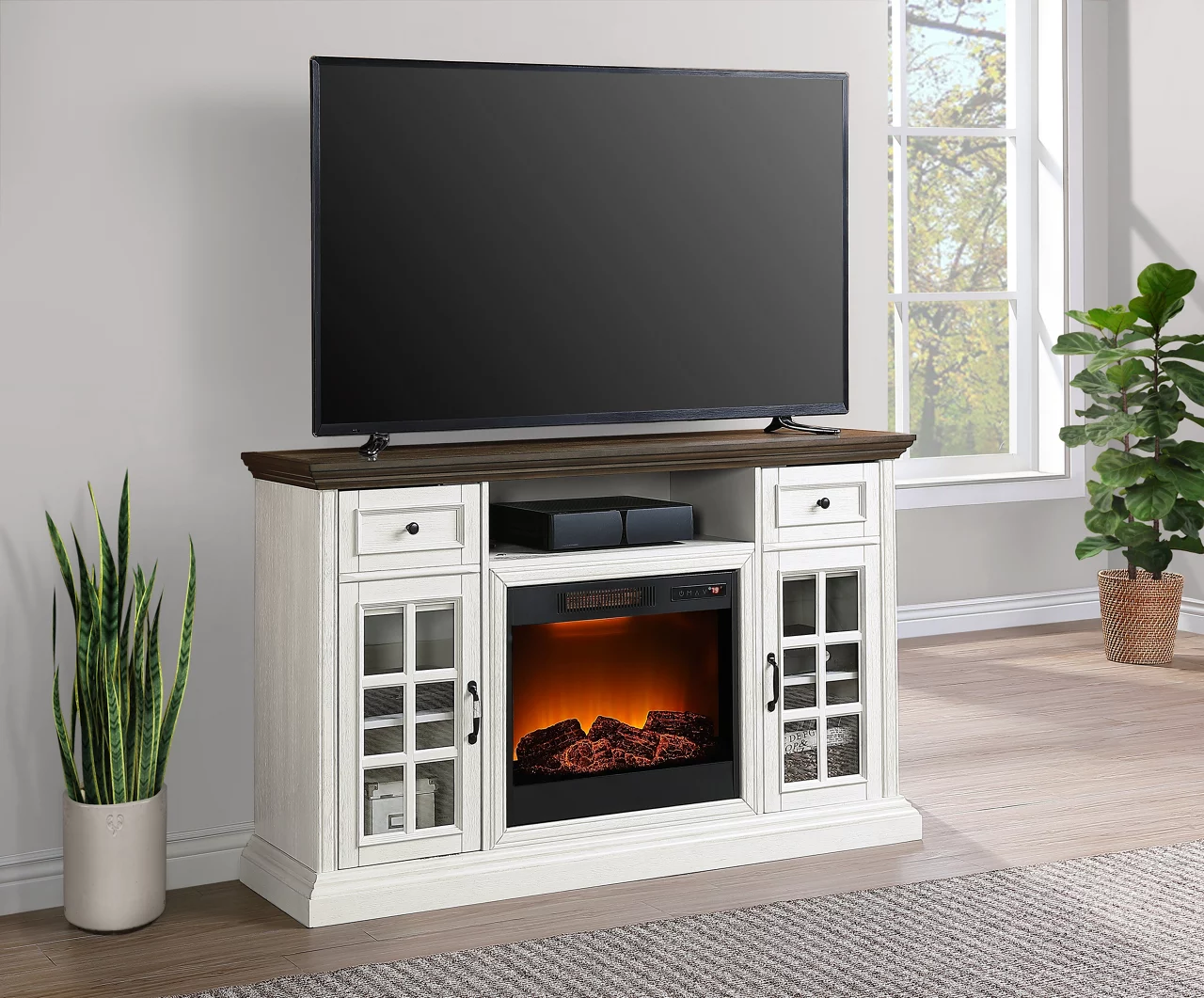 60" White 2-Tone Electric Fireplace Console 60" White 2-Tone Electric Fireplace Console -Home Furniture Store 810570730 41