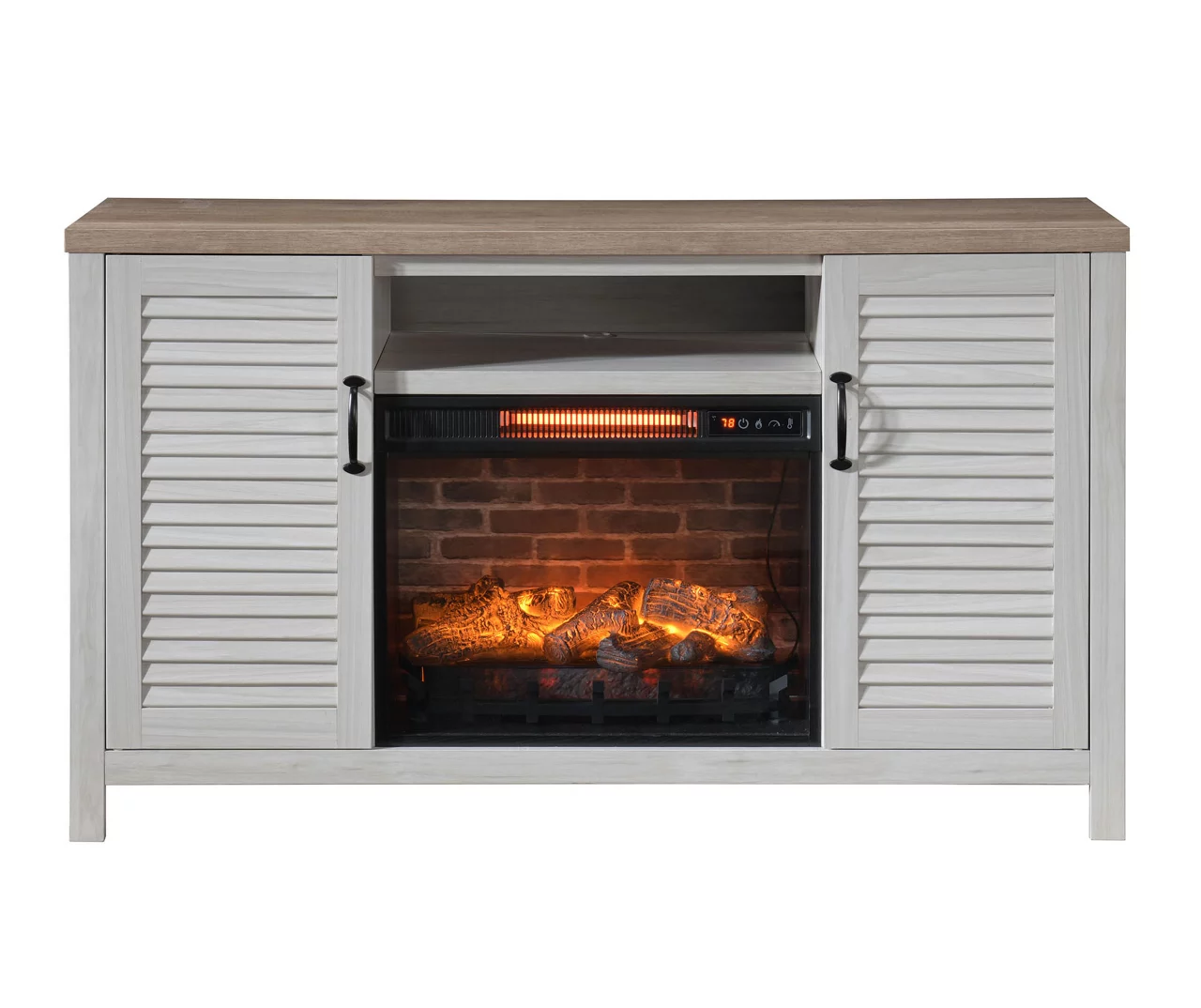 54" 2-Tone Shutter Door Electric Fireplace Console 54" 2-Tone Shutter Door Electric Fireplace Console -Home Furniture Store 810571321 A0