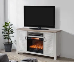 54" 2-Tone Shutter Door Electric Fireplace Console 5 54" 2-Tone Shutter Door Electric Fireplace Console -Home Furniture Store 810571321 A8 02