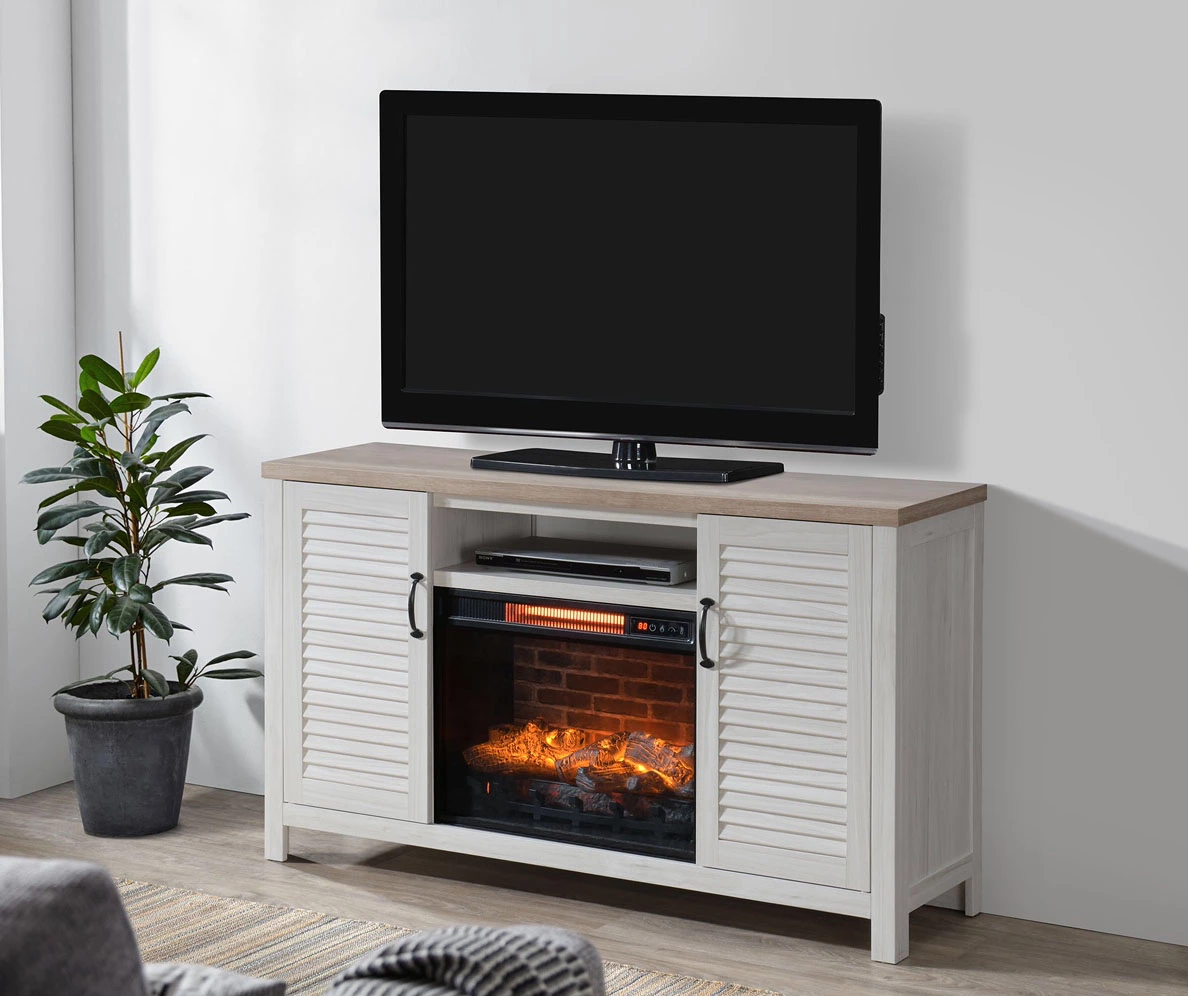 54" 2-Tone Shutter Door Electric Fireplace Console 54" 2-Tone Shutter Door Electric Fireplace Console -Home Furniture Store 810571321 A8 02