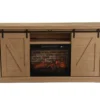 60" Light Brown Oak Barn Door Melamine Electric Fireplace -Home Furniture Store 810571322
