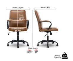 Camel Brown Vegan Leather Office Chair -Home Furniture Store 810583520 A6