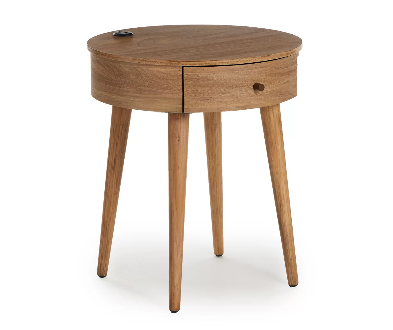 Medium Mango Round Side Table with USB Charging Medium Mango Round Side Table With USB Charging -Home Furniture Store 810587515 1