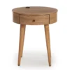 Medium Mango Round Side Table With USB Charging 1 Medium Mango Round Side Table With USB Charging -Home Furniture Store 810587515