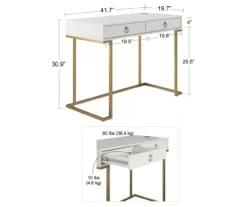 Camila Gray Writing Desk With Wireless Charging -Home Furniture Store 810589026 1