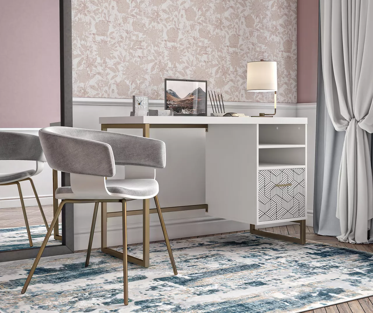 Scarlett White Pedestal Desk Scarlett White Pedestal Desk -Home Furniture Store 810589027 6