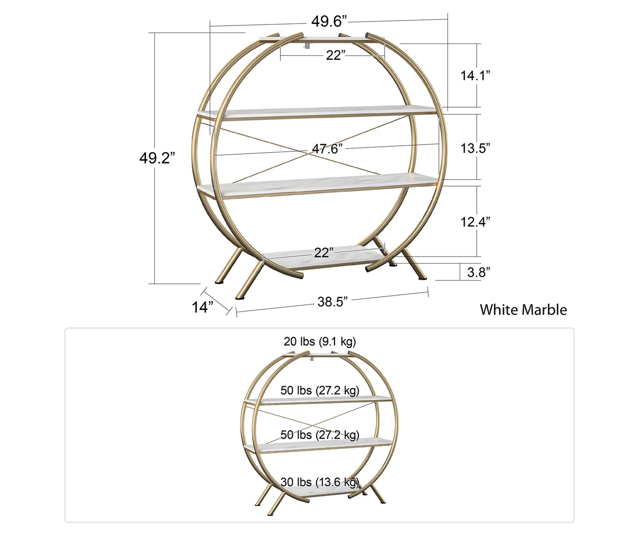 Amelia Faux Marble 4-Shelf Bookcase Amelia Faux Marble 4-Shelf Bookcase -Home Furniture Store 810589033 2