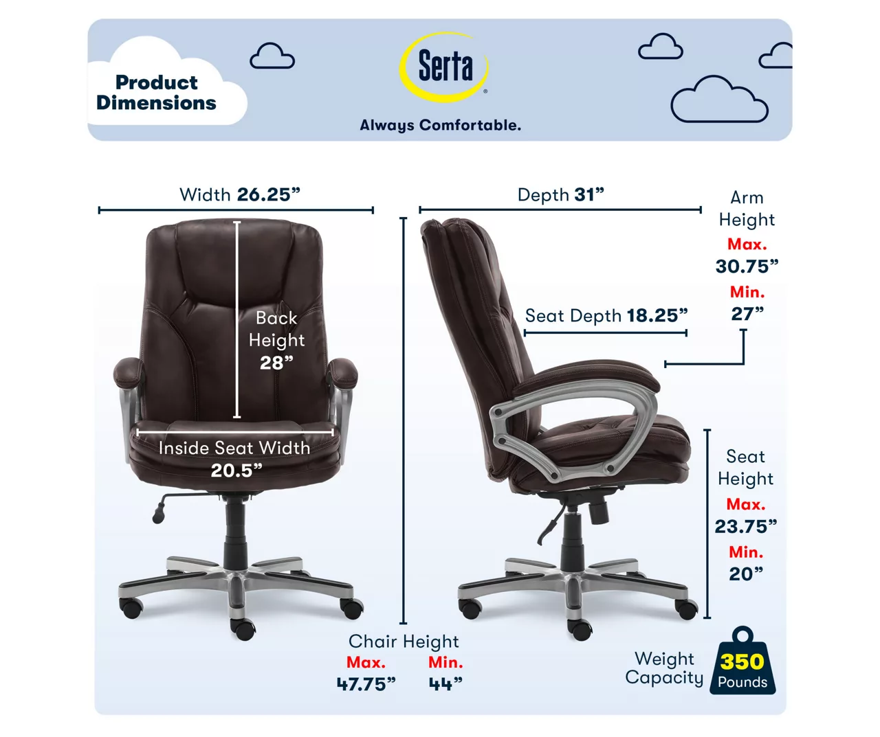 Benton Brown Big & Tall Faux Leather Executive Office Chair Benton Brown Big & Tall Faux Leather Executive Office Chair -Home Furniture Store 810590314 7