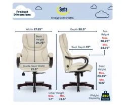 Conway Ivory Big & Tall Bonded Leather Office Chair 6 Conway Ivory Big & Tall Bonded Leather Office Chair -Home Furniture Store 810590382 6
