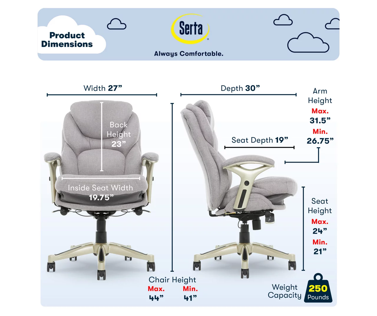 Claremont Light Gray Fabric Office Chair Claremont Light Gray Fabric Office Chair -Home Furniture Store 810590395 6 1
