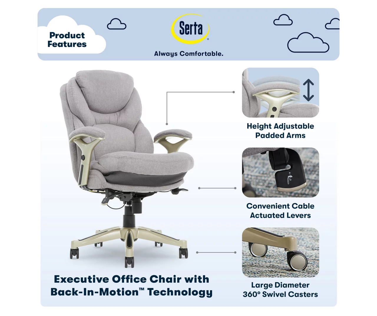 Claremont Light Gray Fabric Office Chair Claremont Light Gray Fabric Office Chair -Home Furniture Store 810590395 7 1
