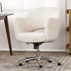 Valetta Cream Faux Fur Office Chair -Home Furniture Store 810590414 21