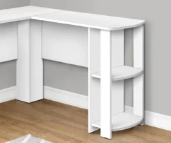 White L-Shaped Corner Desk With Open Storage -Home Furniture Store 810597220 3