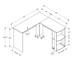 White L-Shaped Corner Desk With Open Storage -Home Furniture Store 810597220 4