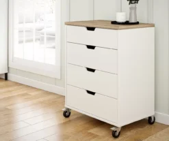 Evolution Vantage White & Weathered Oak 4-Drawer Storage Cart -Home Furniture Store 810597741 5