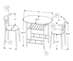 Monarch 3-Piece Dining Set -Home Furniture Store 810598493 A7