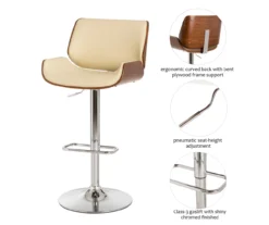 Glitzhome Mid-Century Modern Faux Leather & Chrome Adjustable Bar Stools, 2-Pack -Home Furniture Store 810598740 A0 6