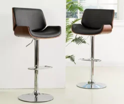 Glitzhome Mid-Century Modern Faux Leather & Chrome Adjustable Bar Stools, 2-Pack -Home Furniture Store 810598742 A0 3