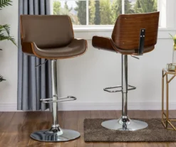 Glitzhome Mid-Century Modern Faux Leather & Chrome Adjustable Bar Stools, 2-Pack -Home Furniture Store 810598743 A0 2