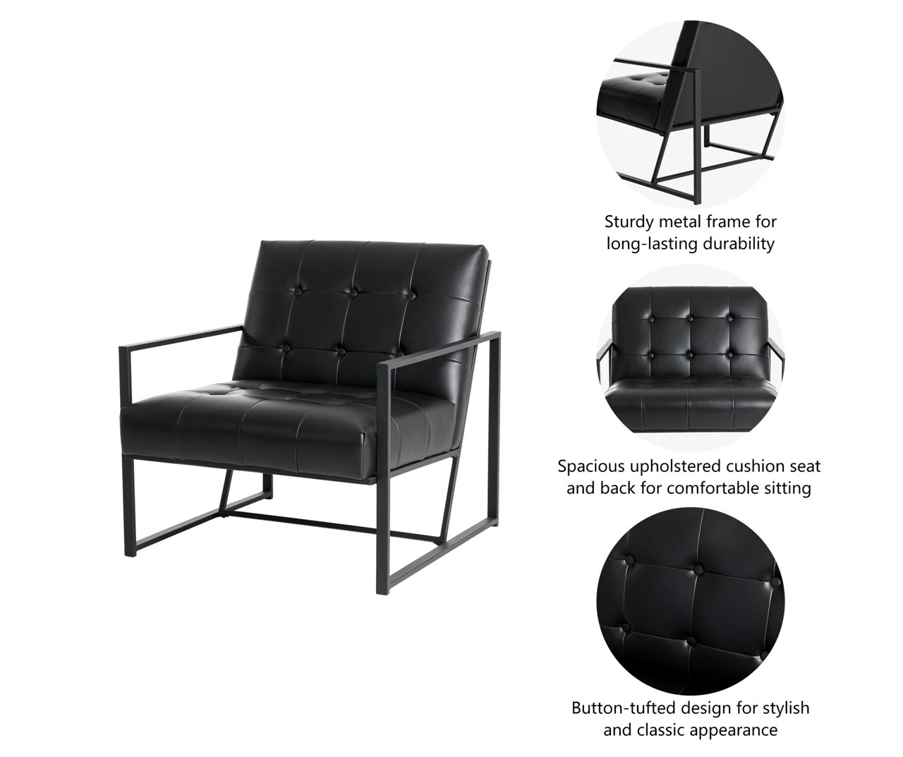 Glitzhome Modern Industrial Faux Leather Accent Chairs, 2-Pack Glitzhome Modern Industrial Faux Leather Accent Chairs, 2-Pack -Home Furniture Store 810598914 A0 7