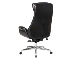Black Mid-Century Modern Faux Leather Executive Office Chair 5 Black Mid-Century Modern Faux Leather Executive Office Chair -Home Furniture Store 810598936 A0 4