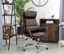 Dark Brown Mid-Century Modern Faux Leather Executive Office Chair 5 Dark Brown Mid-Century Modern Faux Leather Executive Office Chair -Home Furniture Store 810598937 A0 4