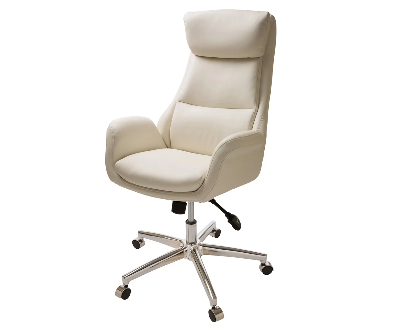Cream Mid-Century Modern Faux Leather Executive Office Chair Cream Mid-Century Modern Faux Leather Executive Office Chair -Home Furniture Store 810598938 A0 1