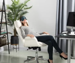 Cream Mid-Century Modern Faux Leather Executive Office Chair 4 Cream Mid-Century Modern Faux Leather Executive Office Chair -Home Furniture Store 810598938 A0 3