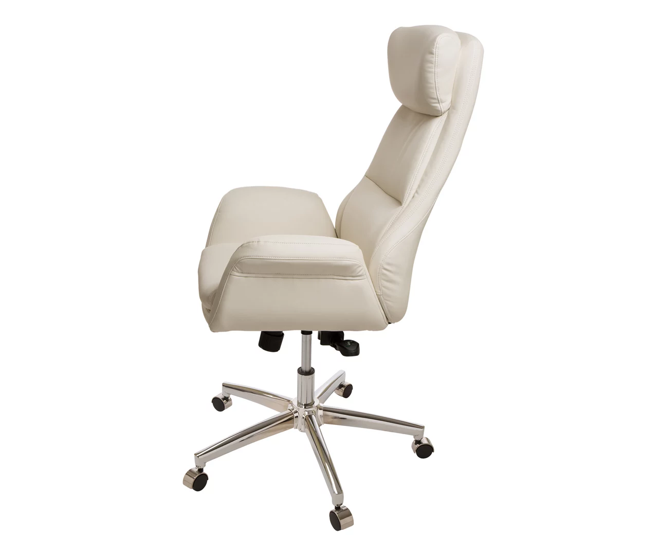 Cream Mid-Century Modern Faux Leather Executive Office Chair Cream Mid-Century Modern Faux Leather Executive Office Chair -Home Furniture Store 810598938 A0 4