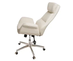 Cream Mid-Century Modern Faux Leather Executive Office Chair 6 Cream Mid-Century Modern Faux Leather Executive Office Chair -Home Furniture Store 810598938 A0 5