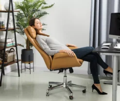 Light Brown Mid-Century Modern Faux Leather Executive Office Chair -Home Furniture Store 810598939 A0 3