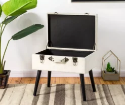 Seashell White Velvet Suitcase Storage Stool -Home Furniture Store 810598945 A0 3