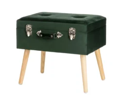 Glitzhome Velvet Suitcase Storage Stool