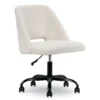 Cream Faux Wool Boucle Rolling Swivel Office Chair -Home Furniture Store 810606674 A0 1