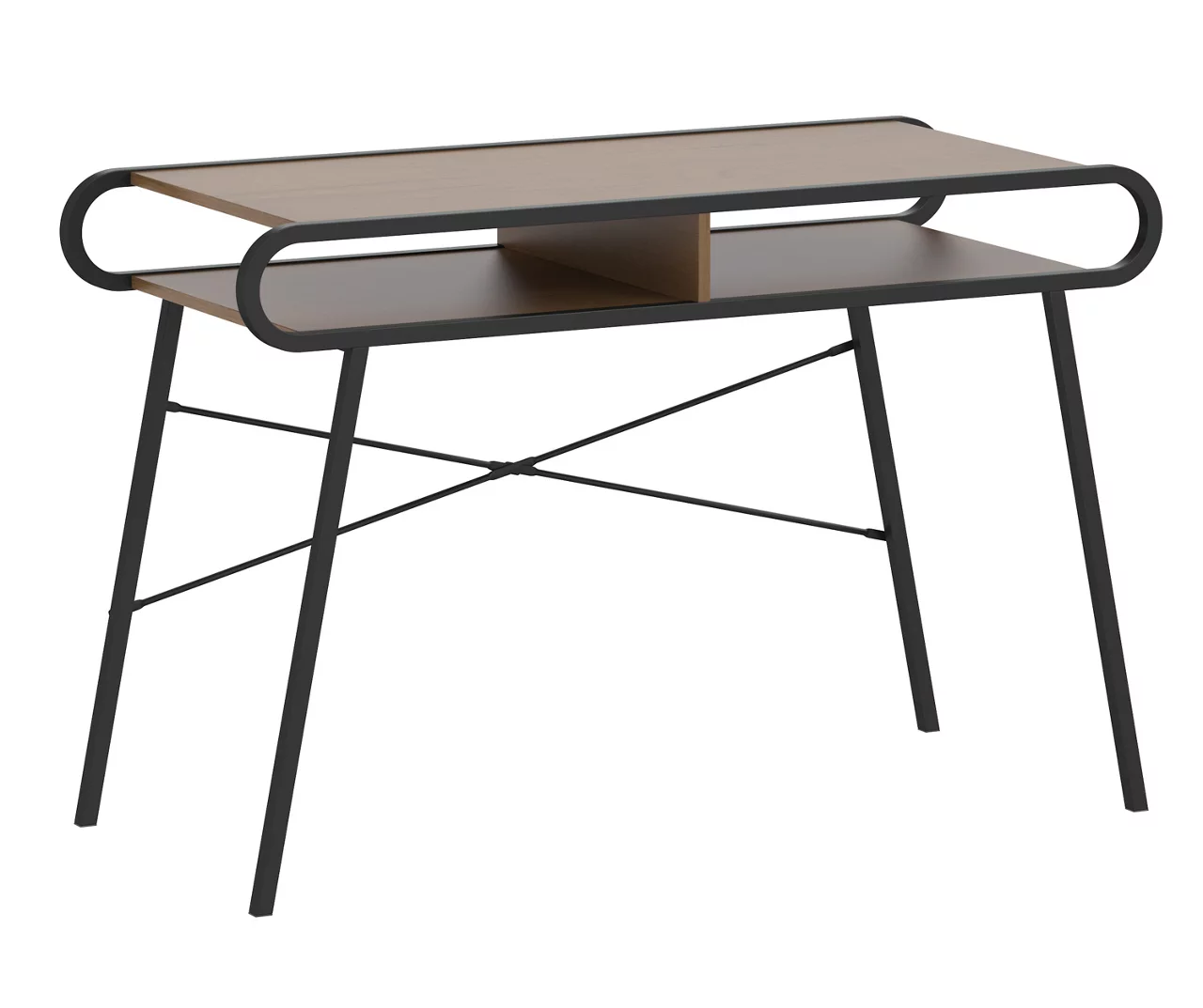 Black Metal & Woodgrain Rounded Edge Desk Black Metal & Woodgrain Rounded Edge Desk -Home Furniture Store 810606675 A0