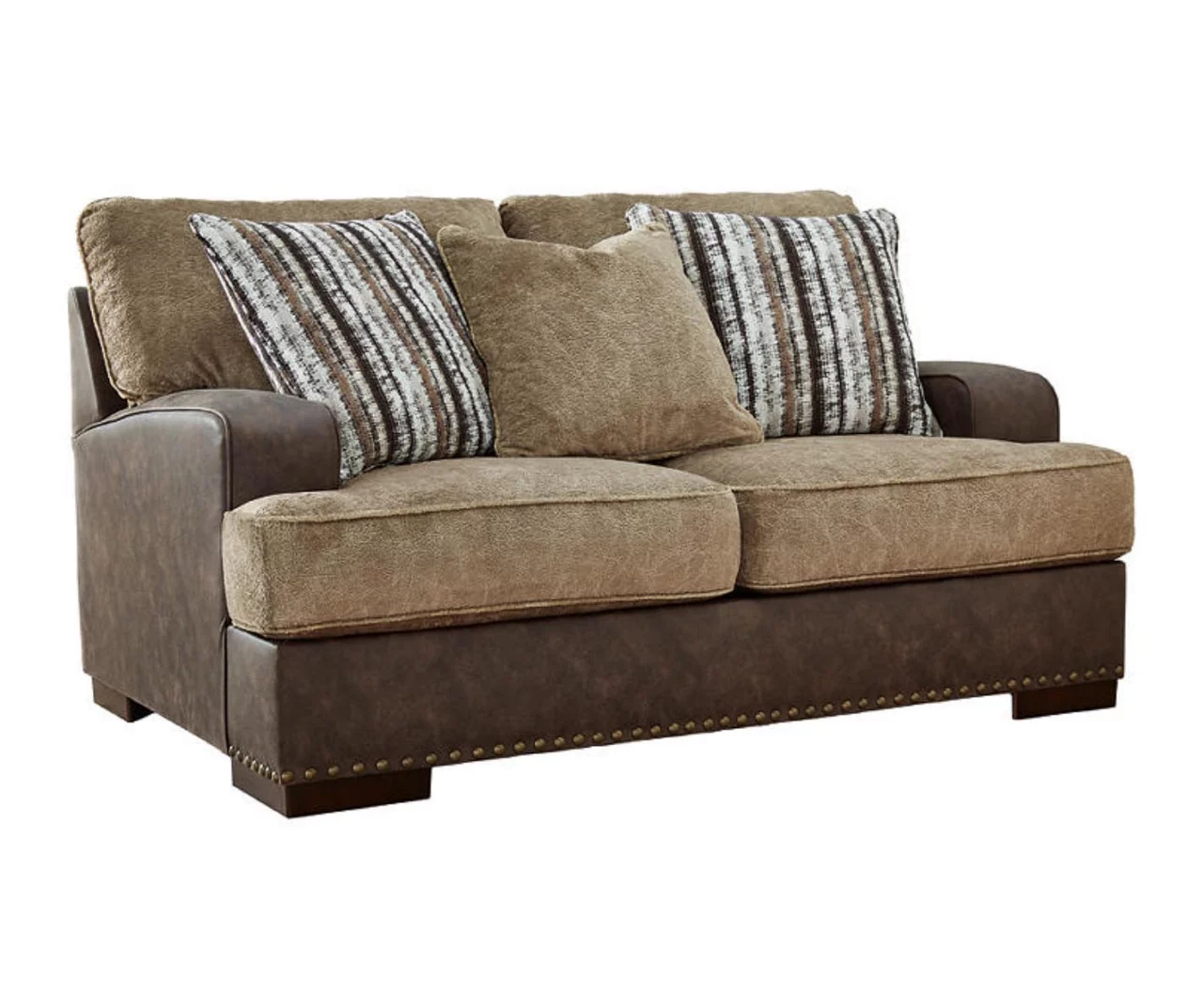 Alesbury Brown Faux Leather Loveseat Alesbury Brown Faux Leather Loveseat -Home Furniture Store 810612253 1