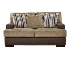 Alesbury Brown Faux Leather Loveseat