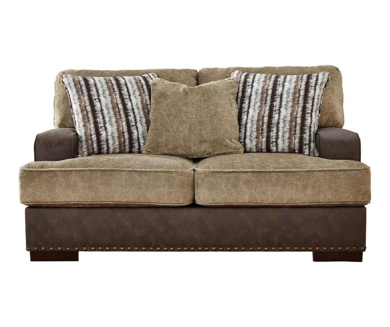 Alesbury Brown Faux Leather Loveseat Alesbury Brown Faux Leather Loveseat -Home Furniture Store 810612253 3