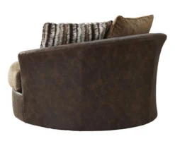 Alesbury Brown Faux Leather Oversize Swivel Accent Chair 4 Alesbury Brown Faux Leather Oversize Swivel Accent Chair -Home Furniture Store 810612255 2