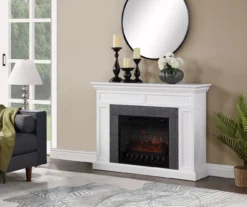 48" Faux Herringbone Mantel Electric Fireplace -Home Furniture Store 810617761 B0 2