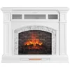 62" White Marble Grand Electric Fireplace Console -Home Furniture Store 810617766 A0 1