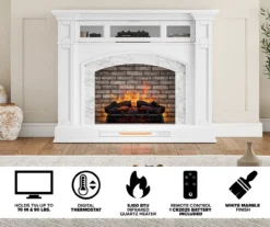 62" White Marble Grand Electric Fireplace Console -Home Furniture Store 810617766 M7