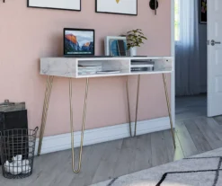 Novogratz Athena Faux Marble 2-Cubby Computer Desk -Home Furniture Store 810618403 1