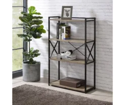 Corday Gray Wood 4-Shelf Open Bookcase -Home Furniture Store 810680821 B0 1