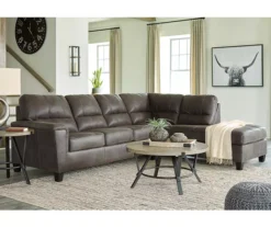 Signature Design By Ashley Navi Smoke Faux Leather Sectional With Right-Facing Chaise -Home Furniture Store combo760011 3