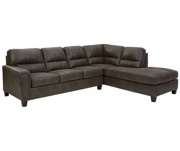 Signature Design By Ashley Navi Smoke Faux Leather Sleeper Sectional with Right-Facing Chaise Signature Design By Ashley Navi Smoke Faux Leather Sleeper Sectional With Right-Facing Chaise -Home Furniture Store combo760013