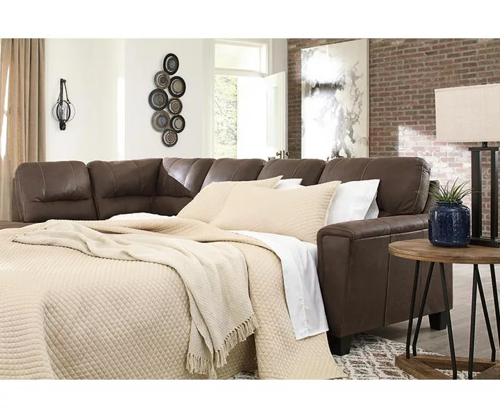 Signature Design By Ashley Navi Chestnut Faux Leather Sleeper Sectional with Left-Facing Chaise Signature Design By Ashley Navi Chestnut Faux Leather Sleeper Sectional With Left-Facing Chaise -Home Furniture Store combo760016
